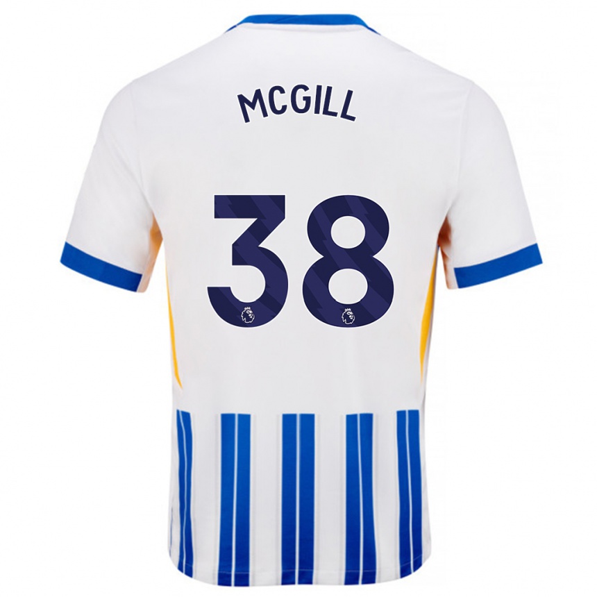 Men Football Tom Mcgill #38 White Blue Pinstripes Home Jersey 2024/25 T-Shirt Za