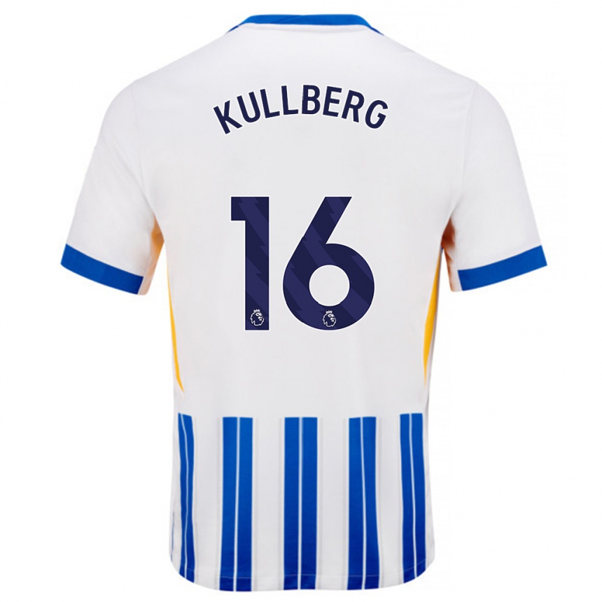 Men Football Emma Nanny Charlotte Kullberg #16 White Blue Pinstripes Home Jersey 2024/25 T-Shirt Za