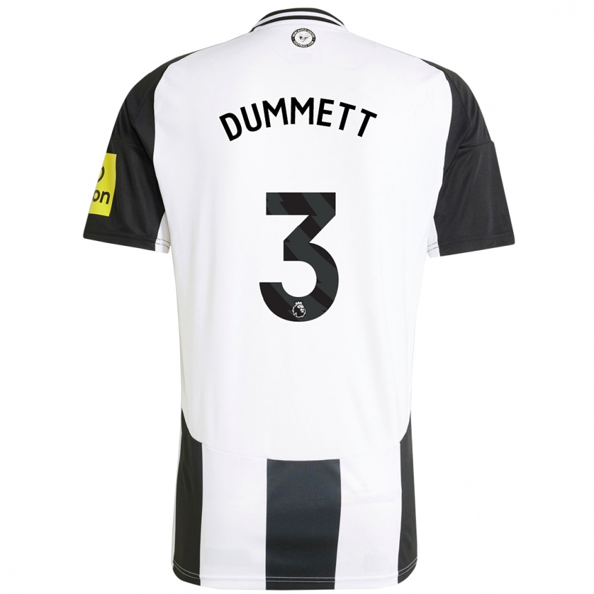 Men Football Paul Dummett #3 White Black Home Jersey 2024/25 T-Shirt Za