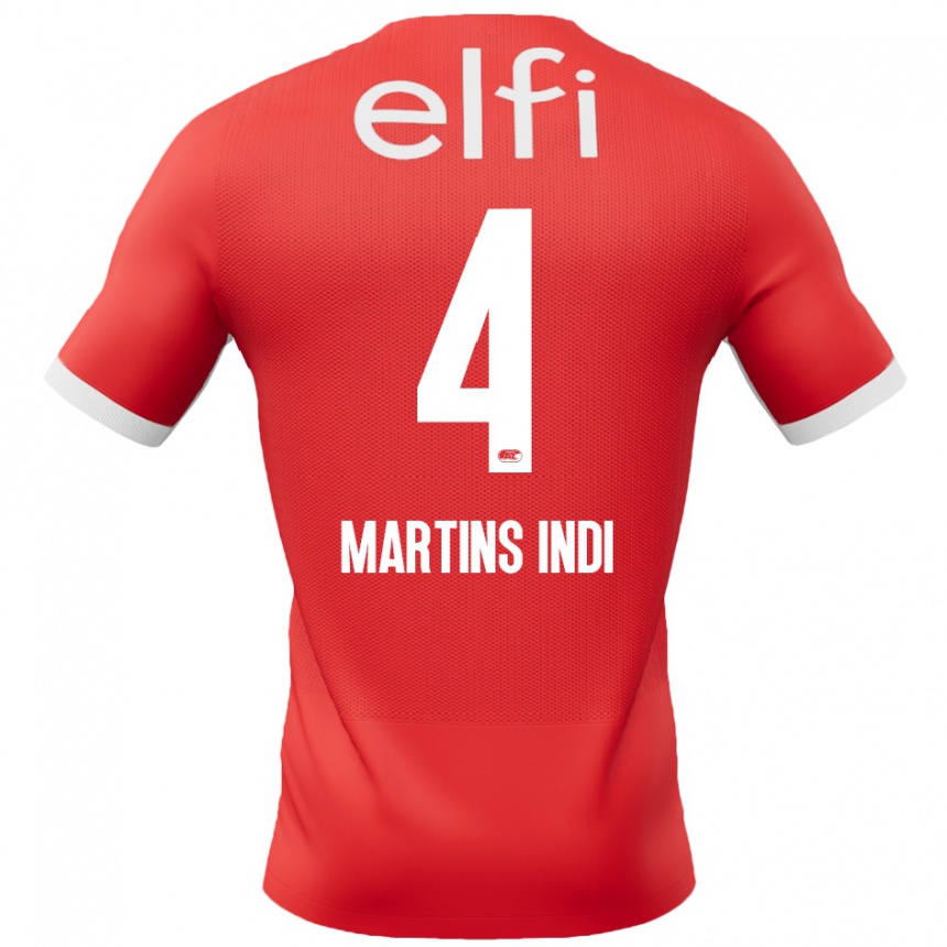 Men Football Bruno Martins Indi #4 Red White Home Jersey 2024/25 T-Shirt Za