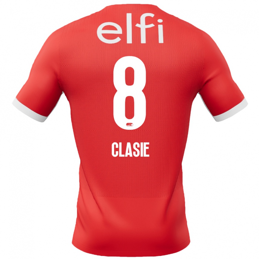 Men Football Jordy Clasie #8 Red White Home Jersey 2024/25 T-Shirt Za