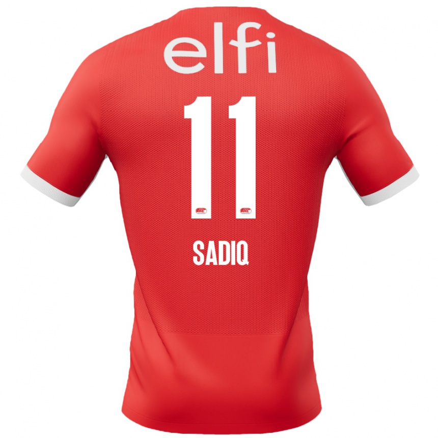 Men Football Ibrahim Sadiq #11 Red White Home Jersey 2024/25 T-Shirt Za