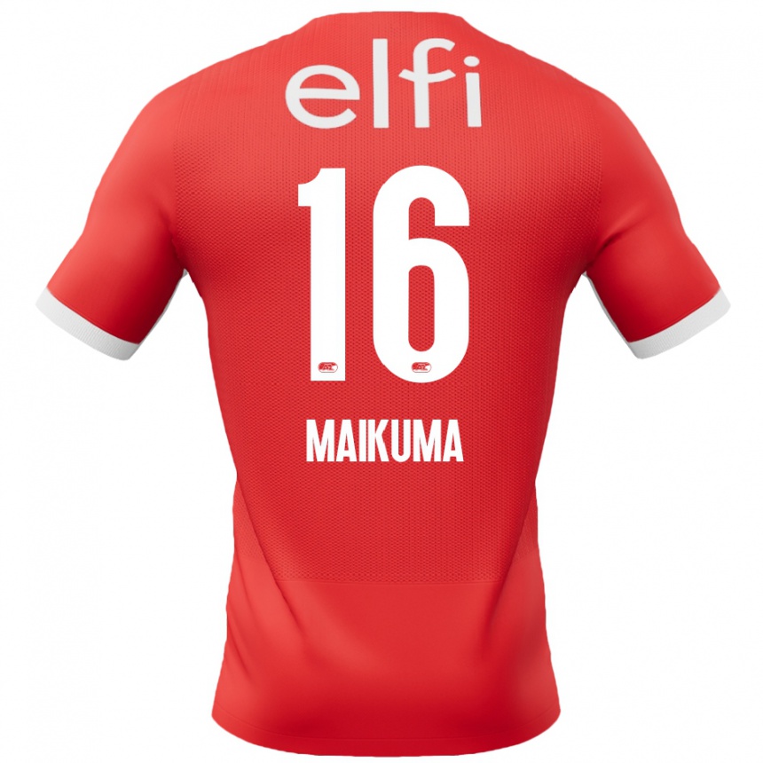 Men Football Seiya Maikuma #16 Red White Home Jersey 2024/25 T-Shirt Za