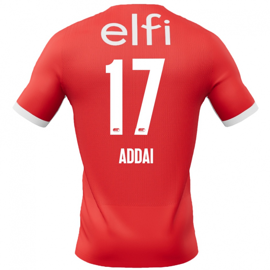 Men Football Jayden Addai #17 Red White Home Jersey 2024/25 T-Shirt Za