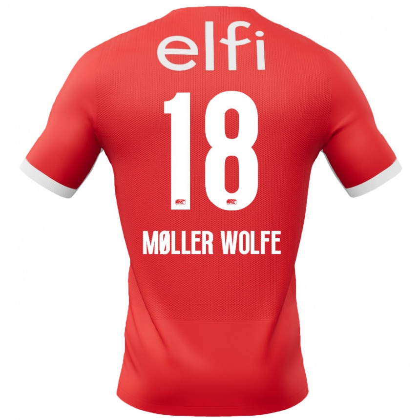 Men Football David Møller Wolfe #18 Red White Home Jersey 2024/25 T-Shirt Za