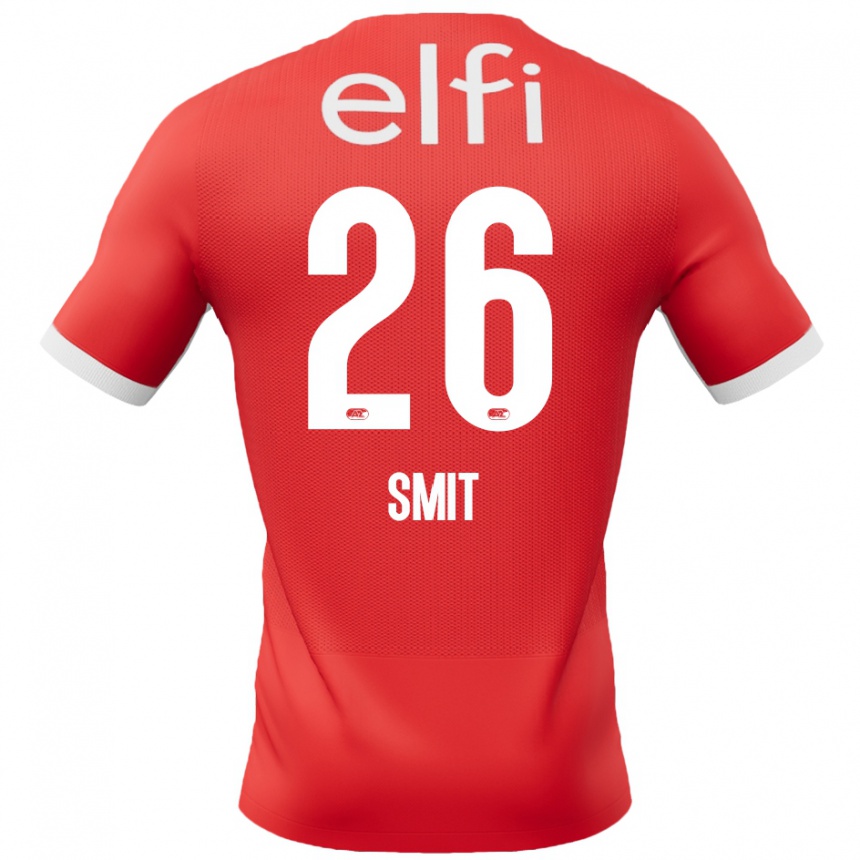 Men Football Kees Smit #26 Red White Home Jersey 2024/25 T-Shirt Za