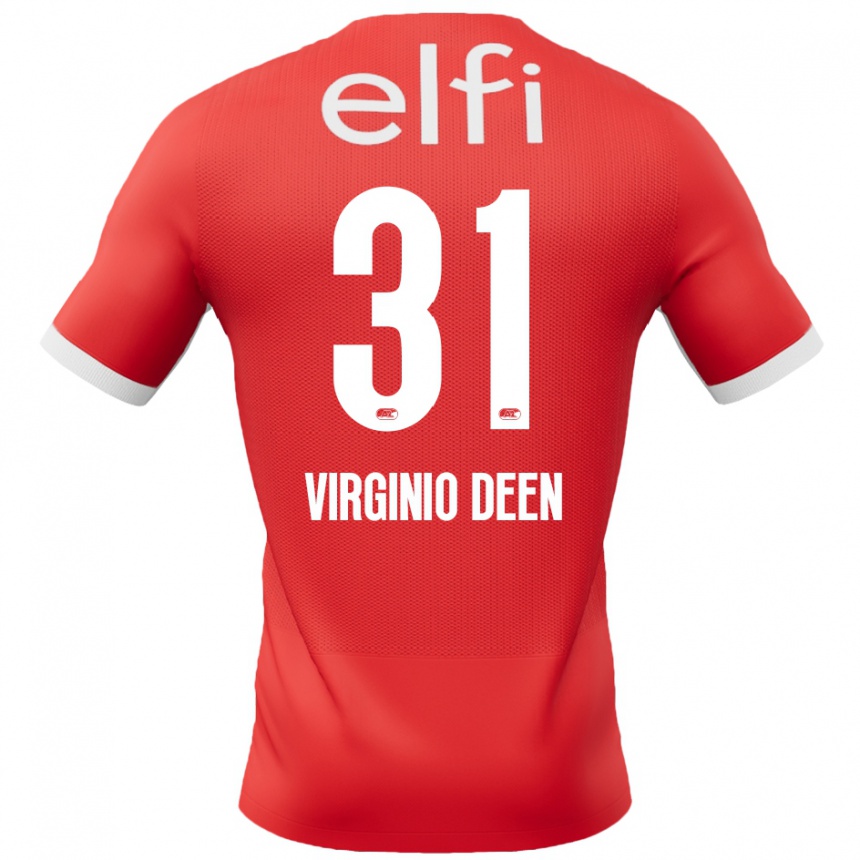 Men Football Daniël Virginio Deen #31 Red White Home Jersey 2024/25 T-Shirt Za