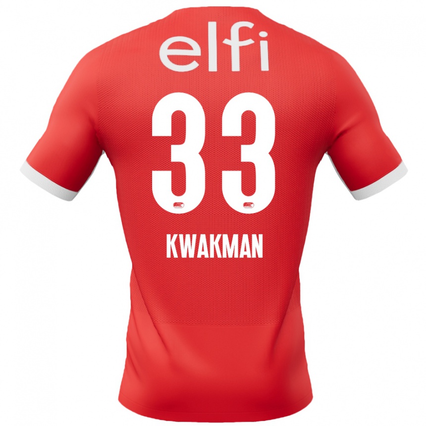 Men Football Dave Kwakman #33 Red White Home Jersey 2024/25 T-Shirt Za