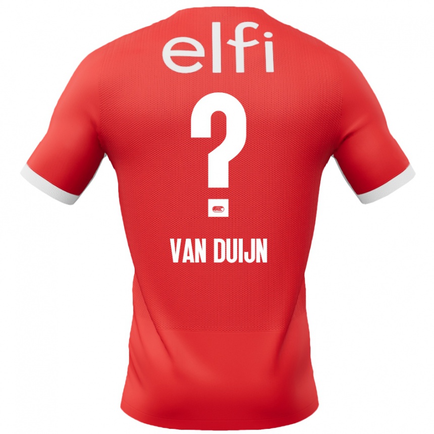 Men Football Sem Van Duijn #0 Red White Home Jersey 2024/25 T-Shirt Za