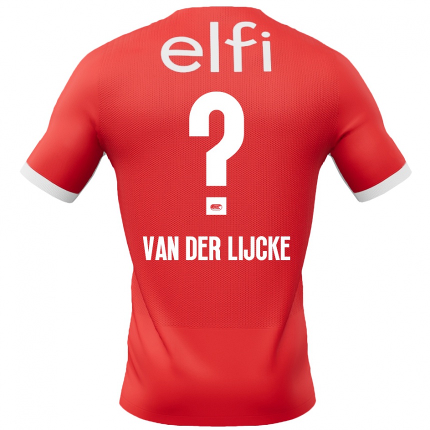 Men Football Donny Van Der Lijcke #0 Red White Home Jersey 2024/25 T-Shirt Za