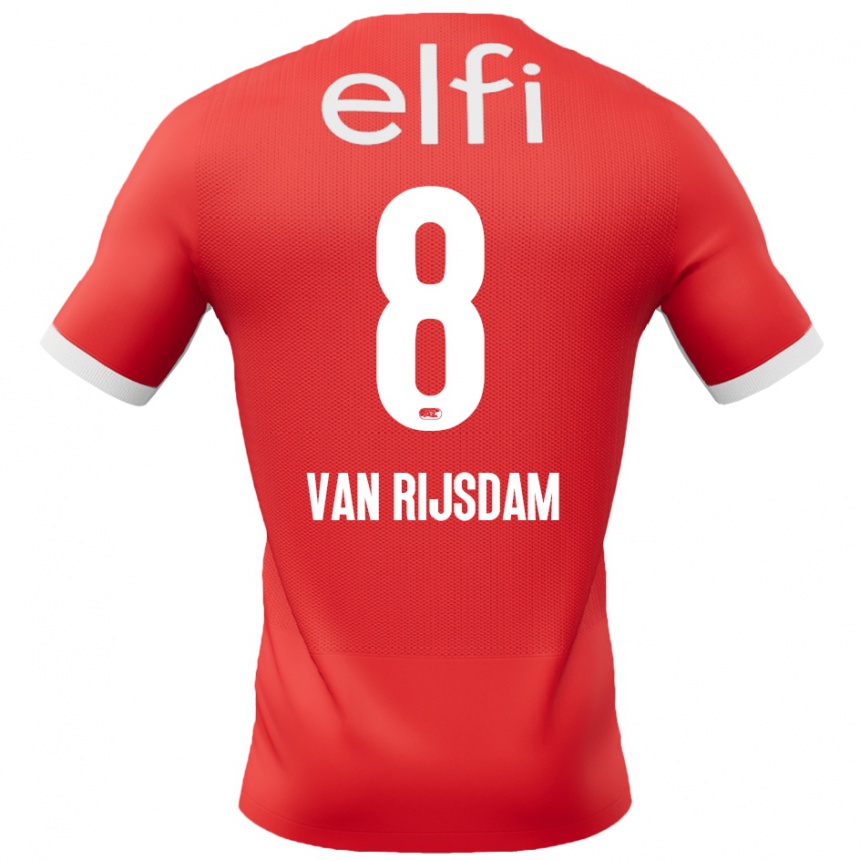 Men Football Julian Van Rijsdam #8 Red White Home Jersey 2024/25 T-Shirt Za