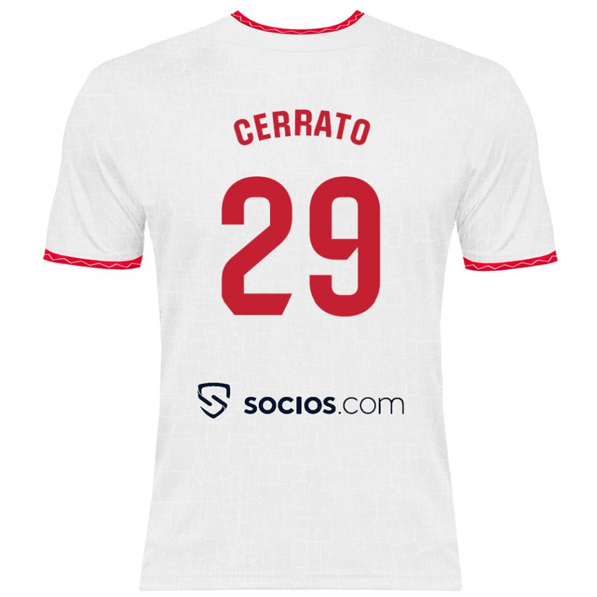 Men Football Alba Cerrato Izquierdo #29 White Red Home Jersey 2024/25 T-Shirt Za