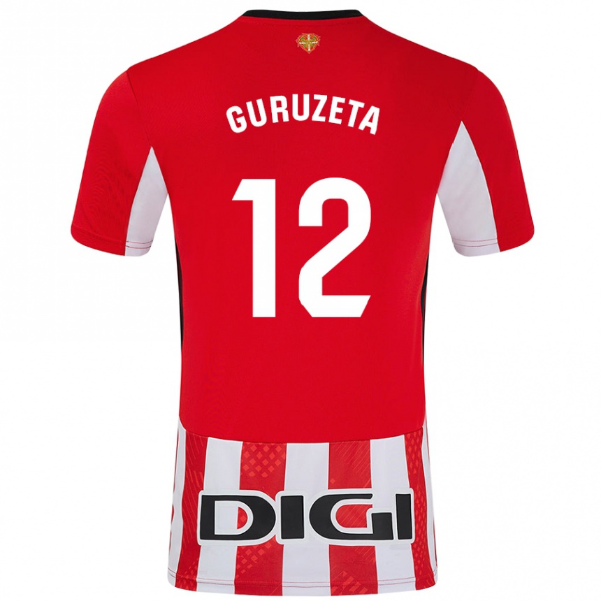 Men Football Gorka Guruzeta #12 Red White Home Jersey 2024/25 T-Shirt Za