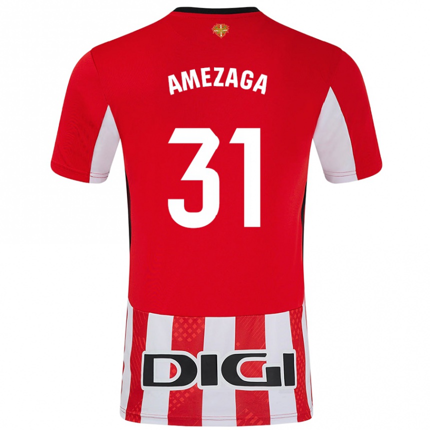 Men Football Jone Amezaga #31 Red White Home Jersey 2024/25 T-Shirt Za