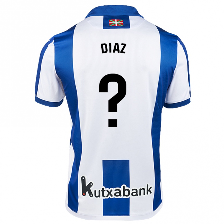 Men Football Dani Díaz #0 White Blue Home Jersey 2024/25 T-Shirt Za