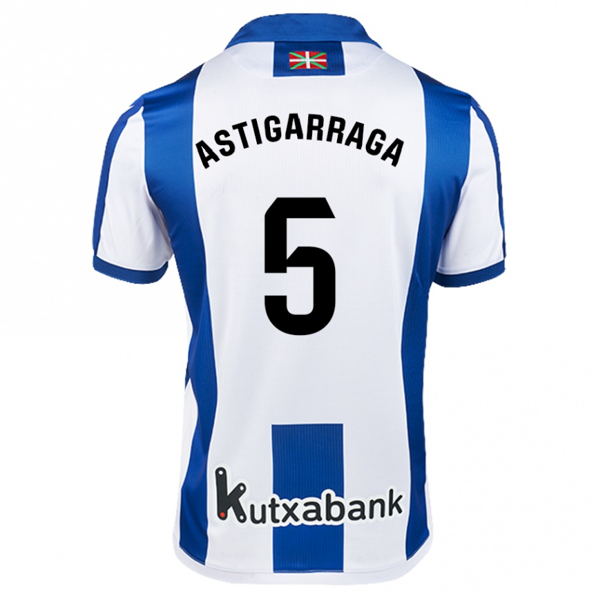 Men Football Eneko Astigarraga #5 White Blue Home Jersey 2024/25 T-Shirt Za