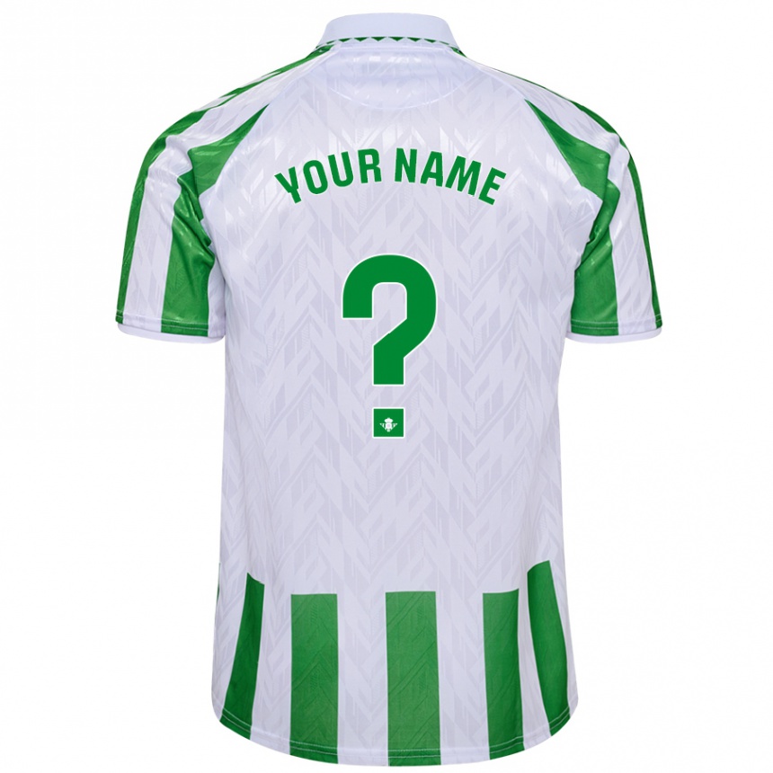 Men Football Your Name #0 Green White Stripes Home Jersey 2024/25 T-Shirt Za