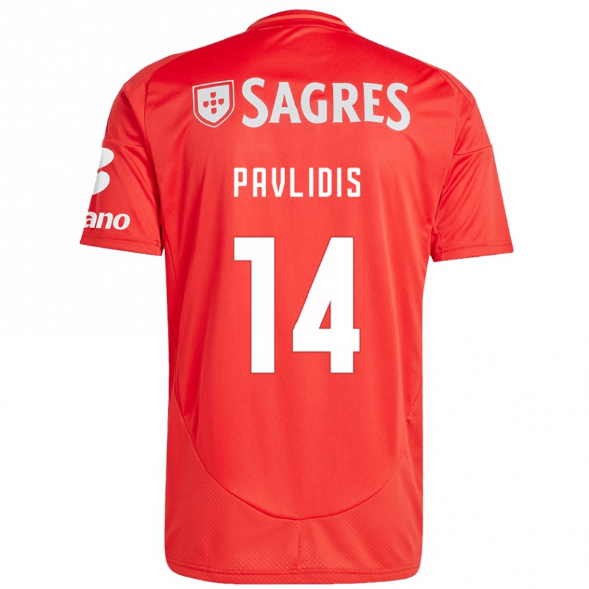 Men Football Vangelis Pavlidis #14 Red White Home Jersey 2024/25 T-Shirt Za