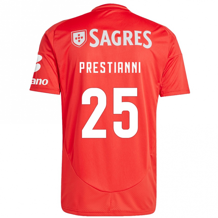 Men Football Gianluca Prestianni #25 Red White Home Jersey 2024/25 T-Shirt Za