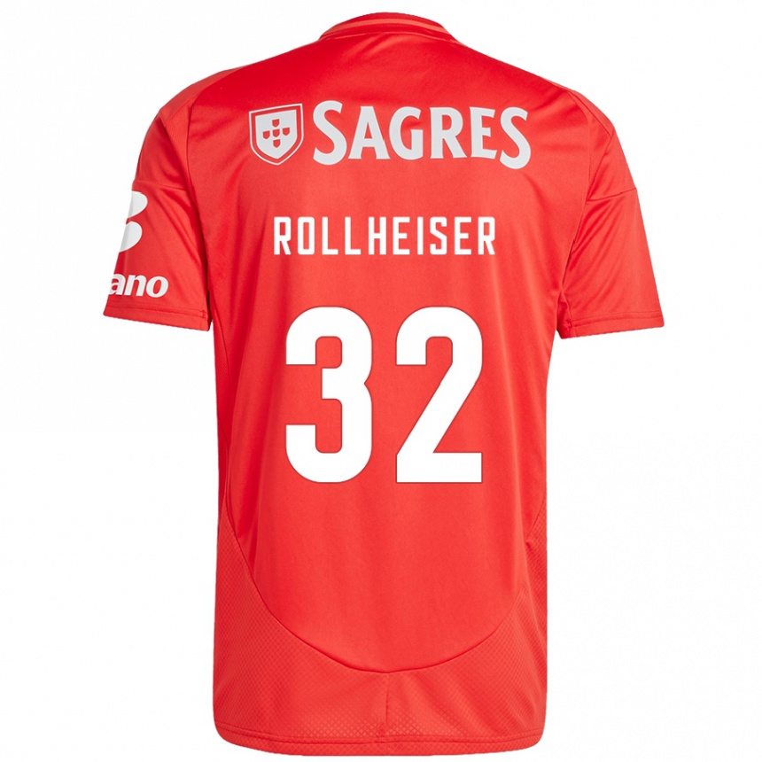 Men Football Benjamín Rollheiser #32 Red White Home Jersey 2024/25 T-Shirt Za