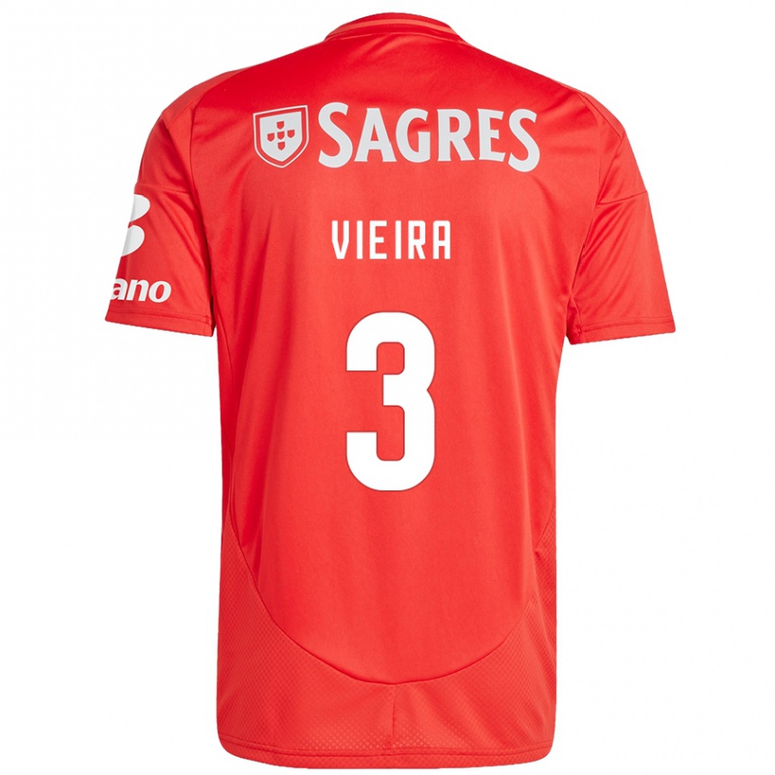 Men Football Miguel Vieira #3 Red White Home Jersey 2024/25 T-Shirt Za