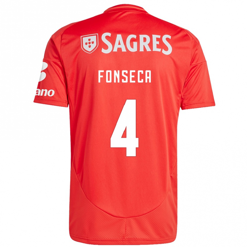 Men Football João Fonseca #4 Red White Home Jersey 2024/25 T-Shirt Za