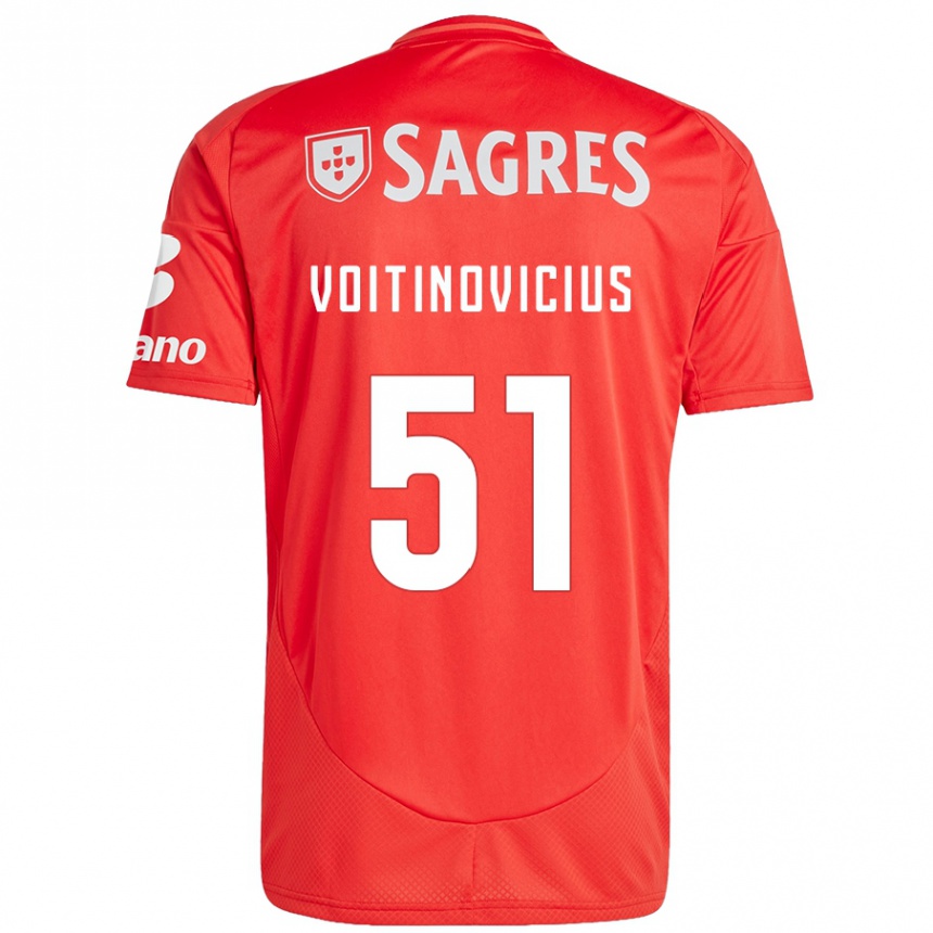 Men Football Arnas Voitinovicius #51 Red White Home Jersey 2024/25 T-Shirt Za