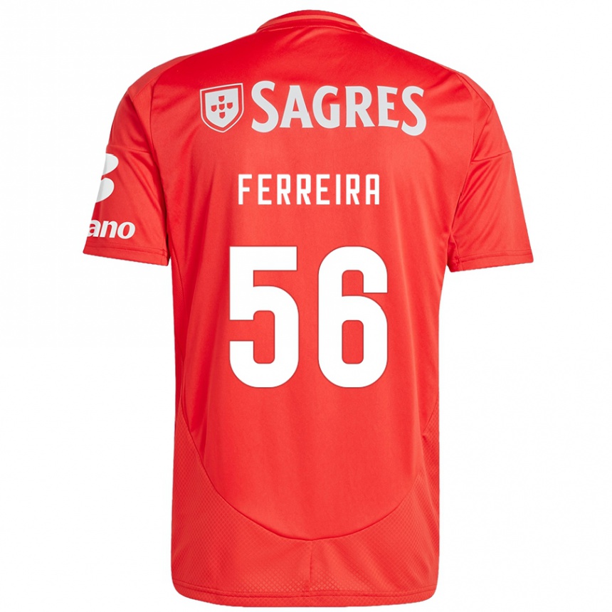 Men Football Martim Ferreira #56 Red White Home Jersey 2024/25 T-Shirt Za