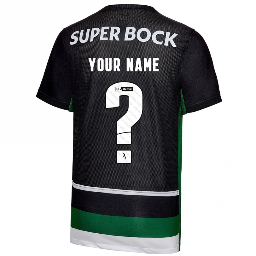 Men Football Your Name #0 Black White Green Home Jersey 2024/25 T-Shirt Za