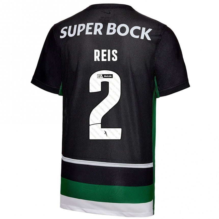 Men Football Matheus Reis #2 Black White Green Home Jersey 2024/25 T-Shirt Za