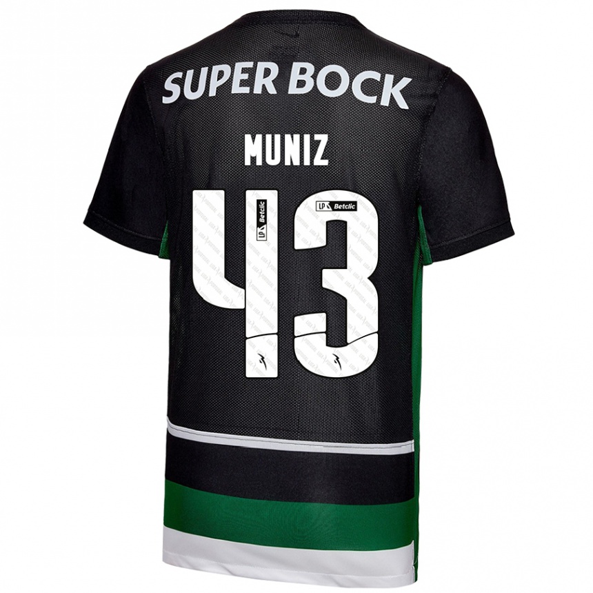 Men Football João Muniz #43 Black White Green Home Jersey 2024/25 T-Shirt Za