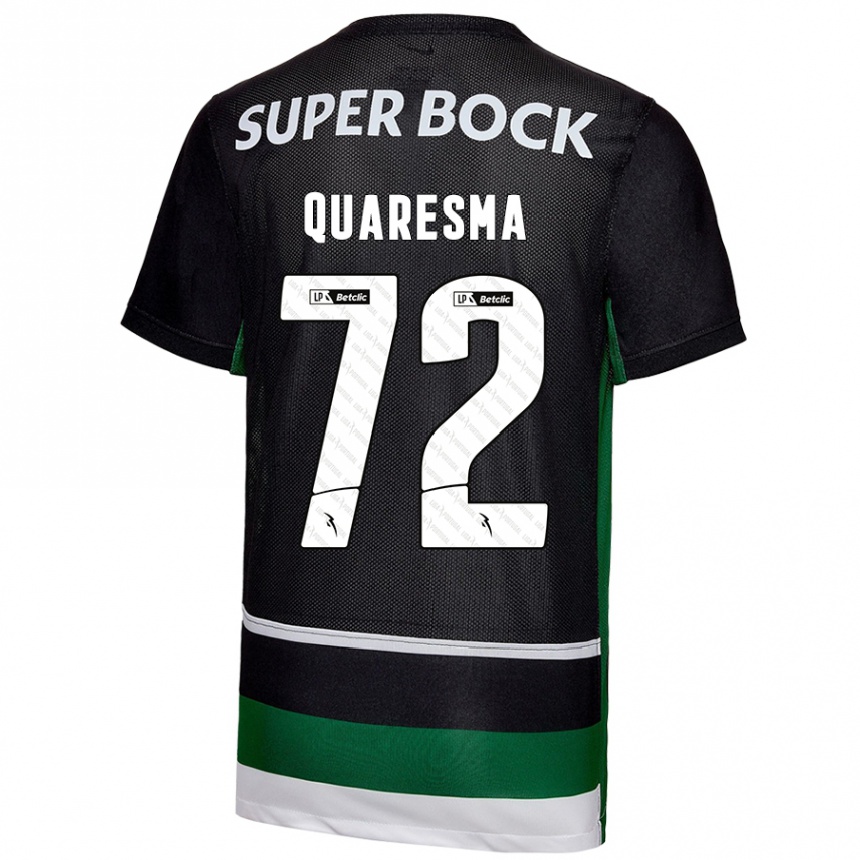 Men Football Eduardo Quaresma #72 Black White Green Home Jersey 2024/25 T-Shirt Za