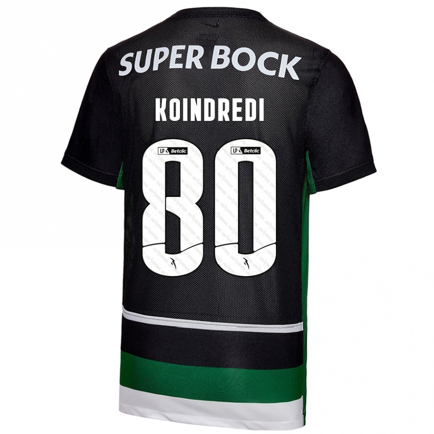 Men Football Koba Koindredi #80 Black White Green Home Jersey 2024/25 T-Shirt Za