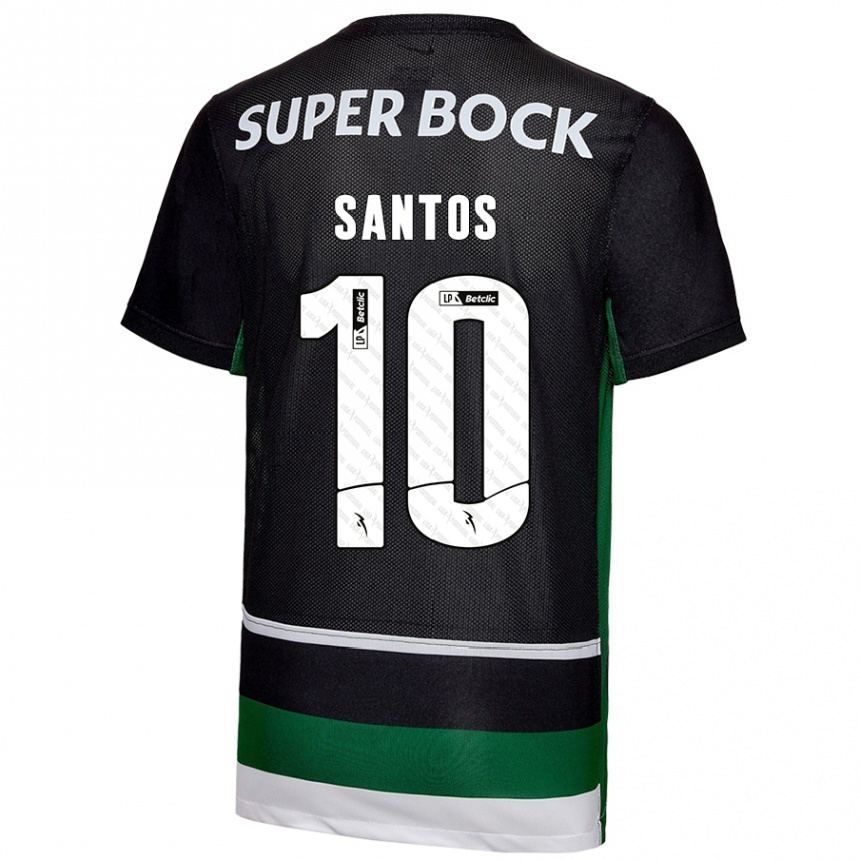 Men Football Guilherme Santos #10 Black White Green Home Jersey 2024/25 T-Shirt Za