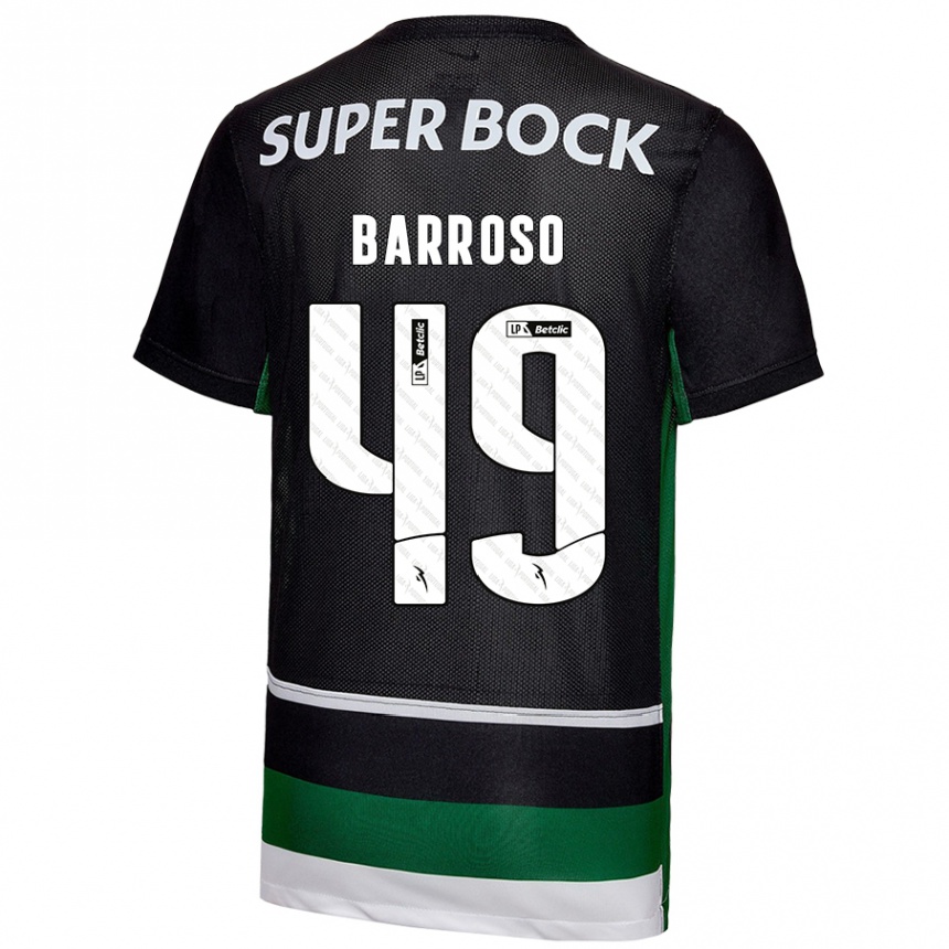 Men Football Leonardo Barroso #49 Black White Green Home Jersey 2024/25 T-Shirt Za