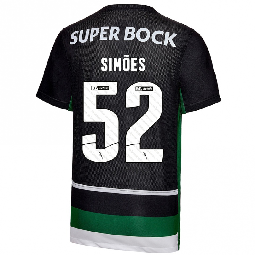 Men Football João Simões #52 Black White Green Home Jersey 2024/25 T-Shirt Za