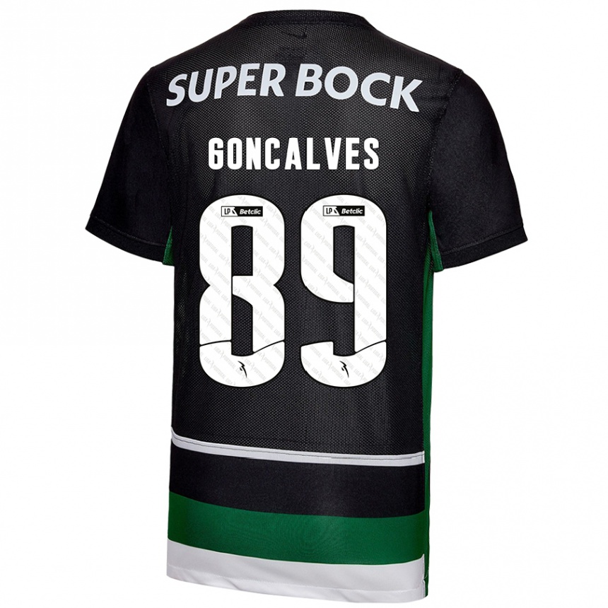 Men Football André Gonçalves #89 Black White Green Home Jersey 2024/25 T-Shirt Za