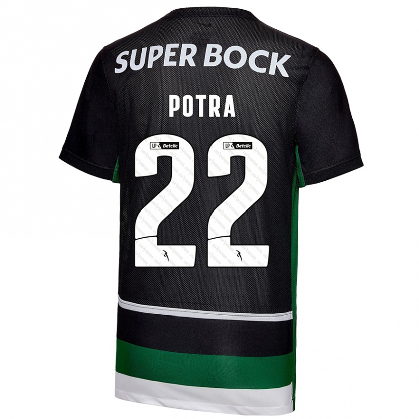 Men Football Catarina Sofia Branco Potra #22 Black White Green Home Jersey 2024/25 T-Shirt Za