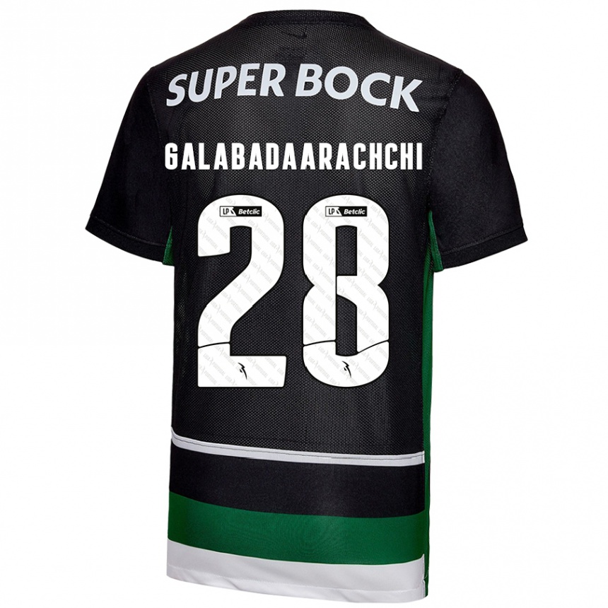 Men Football Jacinta Galabadaarachchi #28 Black White Green Home Jersey 2024/25 T-Shirt Za