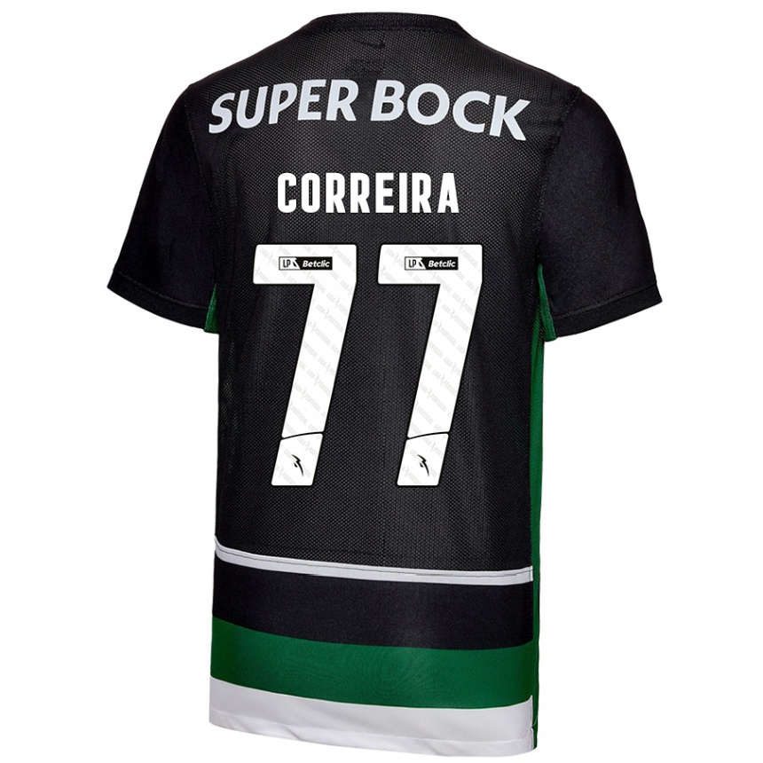 Men Football Alicia Figueiredo Lima Correia #77 Black White Green Home Jersey 2024/25 T-Shirt Za