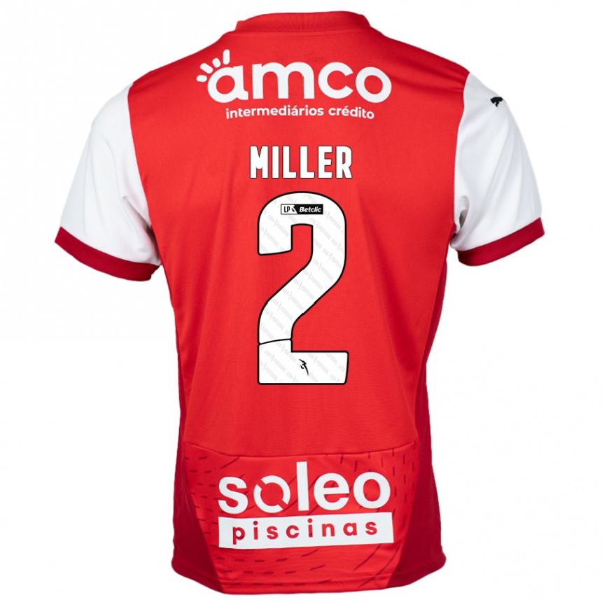 Men Football Maria Miller #2 Red White Home Jersey 2024/25 T-Shirt Za