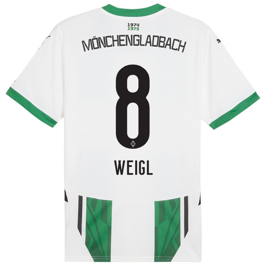 Men Football Julian Weigl #8 White Green Home Jersey 2024/25 T-Shirt Za