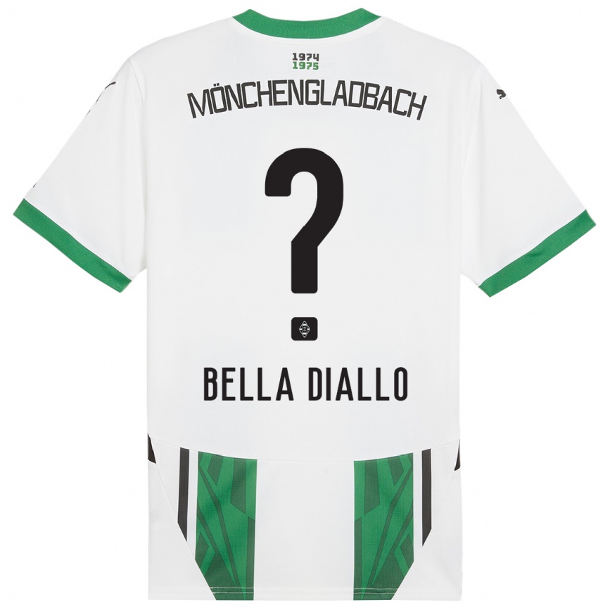 Men Football Oumar Bella Diallo #0 White Green Home Jersey 2024/25 T-Shirt Za