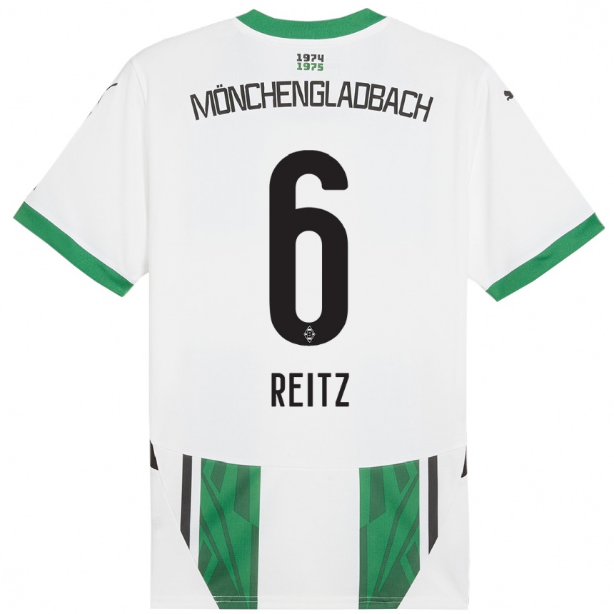 Men Football Tony Reitz #6 White Green Home Jersey 2024/25 T-Shirt Za