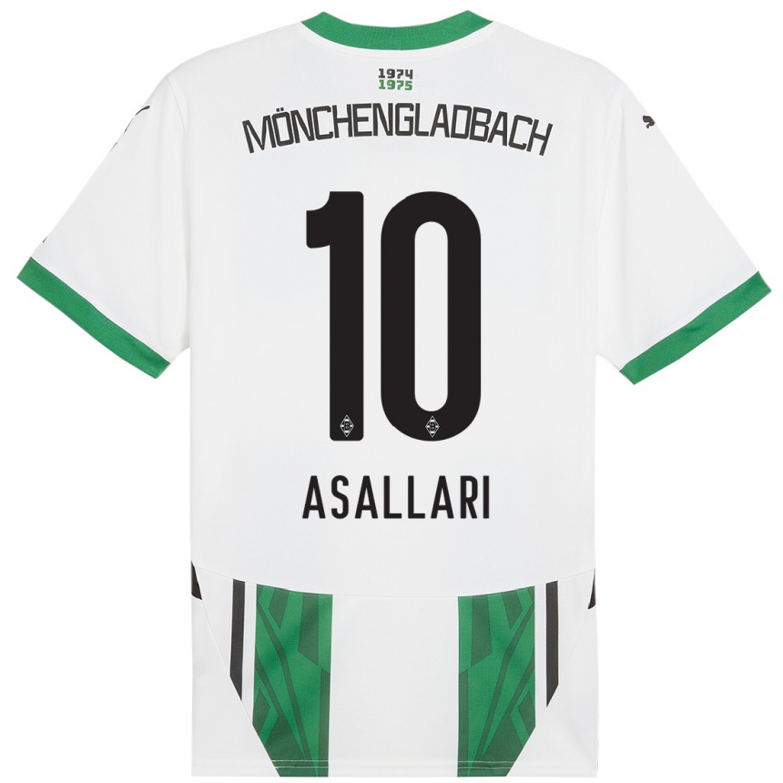 Men Football Kushtrim Asallari #10 White Green Home Jersey 2024/25 T-Shirt Za