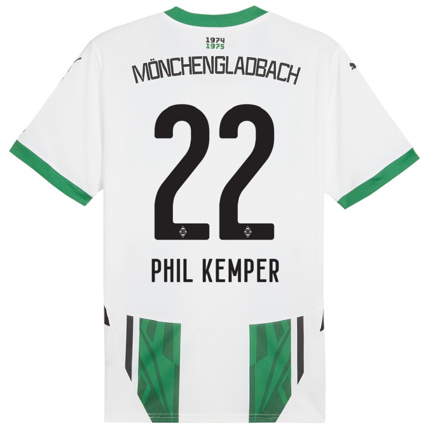 Men Football Phil Kemper #22 White Green Home Jersey 2024/25 T-Shirt Za