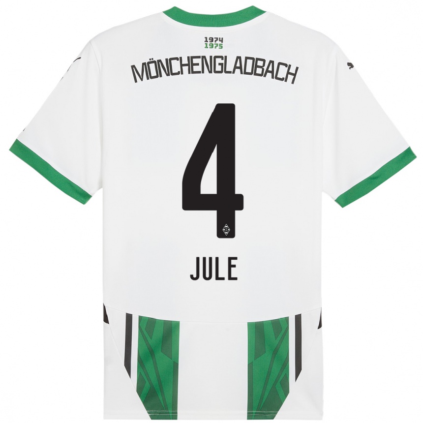 Men Football Jule Dallmann #4 White Green Home Jersey 2024/25 T-Shirt Za