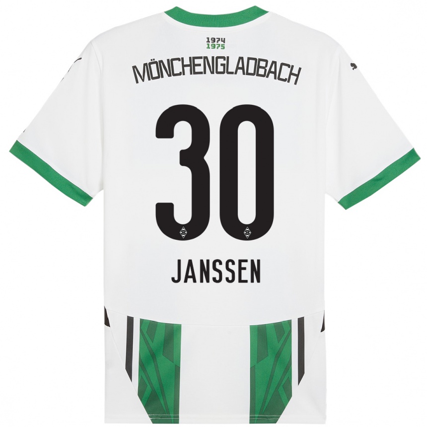 Men Football Annalena Janssen #30 White Green Home Jersey 2024/25 T-Shirt Za