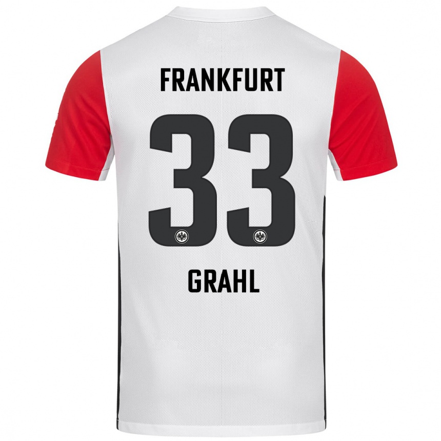 Men Football Jens Grahl #33 White Red Home Jersey 2024/25 T-Shirt Za