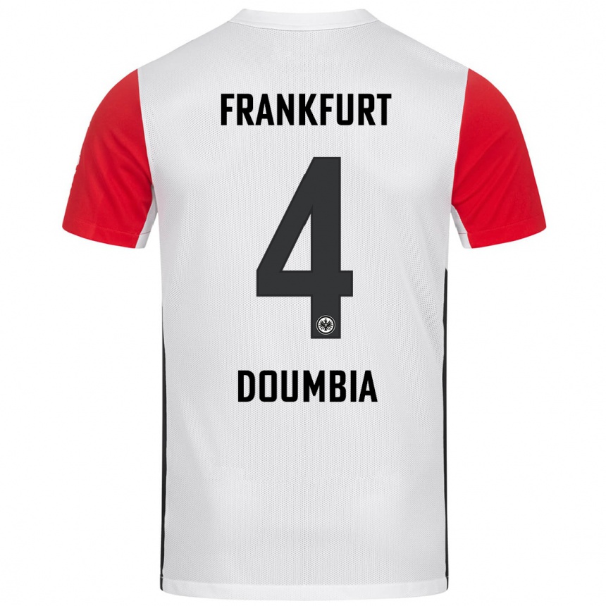 Men Football Fousseny Doumbia #4 White Red Home Jersey 2024/25 T-Shirt Za